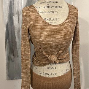 COPY - Banana Republic Beige Mixed Ribbed Long sleeve Tee